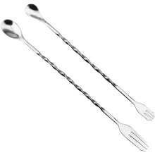 2-Piece Stainless Steel Cocktail Stirrer Set 10 Inch 13 Inch Long-Handled Spiral Mixers for Bartending