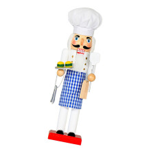 Kerst Notenkrakers Soldaat Ornament Chefs Thema Blauw Geruit