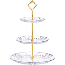 Porcelain Splendor: Avanceret trelags service med klassisk glaselegance til dessertopvisning til bryllupper