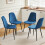AINPECCA 4PCS Velvet Dining Chairs Metal Legs Blue 1
