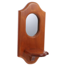 Rustic Wall Candle Holder with Mirror Wooden Vintage Sconce Decor for Elegant Home Accent