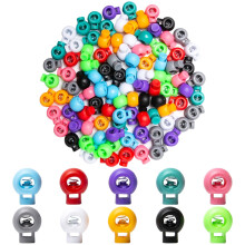 100Piece Set of 8mm Colorful Plastic Cord Locks, Round SingleHole Spring Toggle Clamps for Shoelaces, Clothing, and Backpacks – 10 Assorted Colors