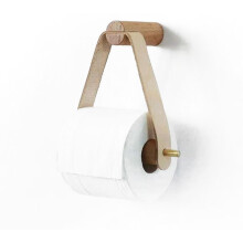 Elegant toiletpapirholder i træ, pladsbesparende design, vægmonteret badeværelsestilbehør til boligindretning