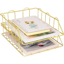 Metal Stackable Letter Tray, Scratch-resistant Finish, Paper Holder Rack For Flexible Drawers Access, Perfect For Office, School, Home, 2 Pieces, Copp
