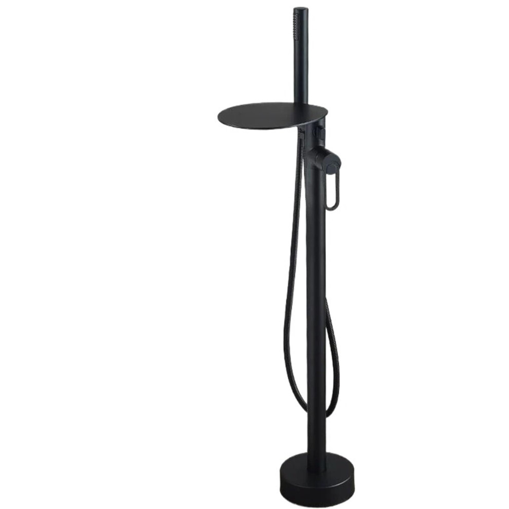 Black Freestanding Bathtub Faucet With Handheld Shower Chrome Waterfall Floor Mounted Mixer Tap (Black A) 9426802773064