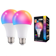 Color Changing Smart Light Bulb for Home, Ambient Dimmable WiFi Light with High Brightness for Indoor Spaces, 2-Pack E27 Base 800 Lumens Full Spectrum