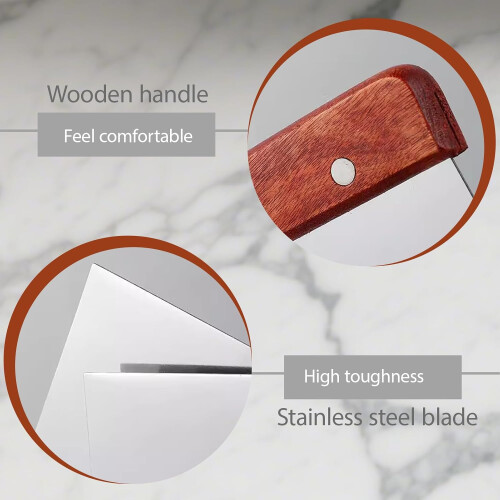 Dough Cutter with Wooden Handle  Large Stainless Steel Dough Scraper for Baking 1