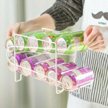 Organizator elegant pentru doze de suc, cu vedere clară, depozitare multifuncțională pentru acasă sau afaceri, dozator automat cu roți pentru