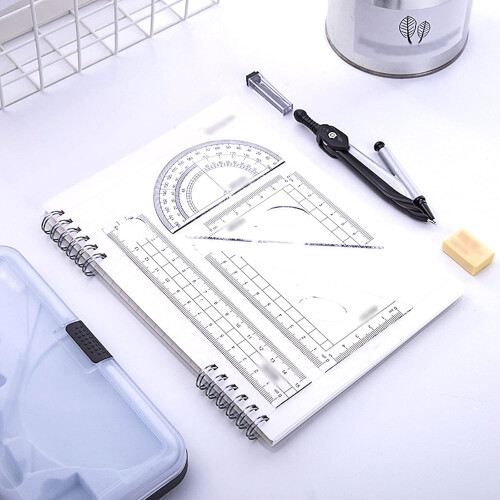 Compass Set Drawing 7 Pieces Geometry Set Metal Compass Geometry Precision Tool for Student with Storage Box Geometry Set 1