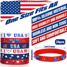 Silikon-Armbandset mit USA-Flagge, hochwertiges Material, rot-weiß-blaue Gummiarmbänder für nationale Feierlichkeiten, weich, strapazierfähig und