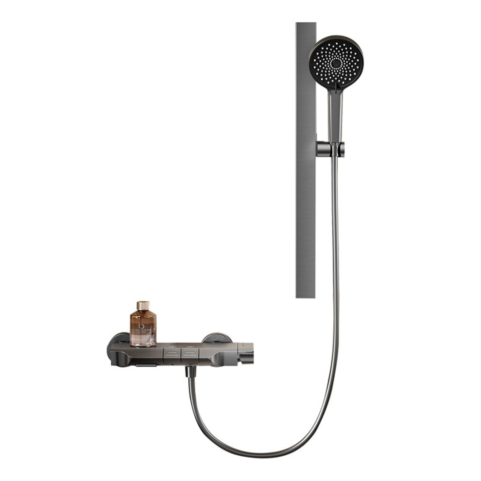 Wall Mount Bathtub Faucet With Handheld Shower, Single Handle Mixer Tap Set, Adjustable Gun Gray 9001264833497