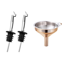 Conjunto de 2 bicos dosadores para garrafas, com funil para vinho, azeite, café, xarope, vinagre e óleo - Ideal para festas e bares (Preto)
