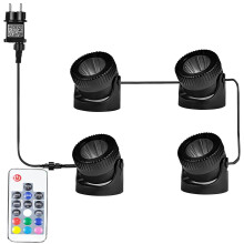 RGB LED Pond Lights IP68 Waterproof with Remote, 4Head Color Changing for Pool, Fountain, Garden