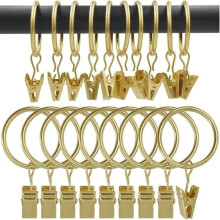 30 gordijnringen, gouden gordijnklemmen, roestvrije gordijnhaken, gordijnophangringen, gordijnhaken met ringen (binnendiameter 32 mm) voor d