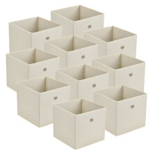 Conjunto de 10 caixas de armazenamento têxtil não tecido 28 x 30 x 30 cm bege
