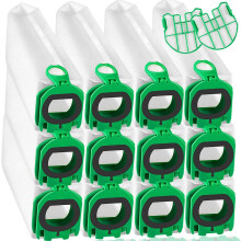 Conjunto de 12 sacos para aspirador de pó compatíveis com os modelos Vorwerk Kobold VB100 e FP100. São sacos de filtro premium e ideais para