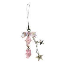 Vibrant Animal Bead Keyring Phone Strap Quick Release-Pink