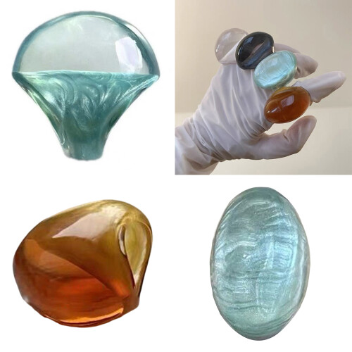 Chic Resin Cocktail Ring Featuring Iridescents-Pearl white 1