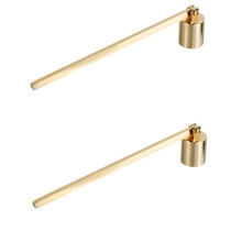 2pcs Golden Stainless Steel Long Handle Candle Snuffer with Movable Head for Christmas Candles