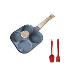Frigideira para ovos, frigideira para panquecas com tampa, frigideira com 4 furos, frigideira antiaderente de alumínio para café da manhã, p
