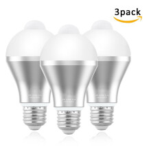 Lâmpadas com sensor de movimento, branco frio (6500K), 9W, detector de movimento PIR com ângulo de detecção de 120 graus e alcance de 4m/13 pés,