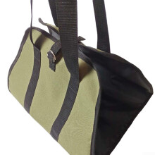Waxed Canvas Firewood Carrier with Metal Loop Closure and Handles, Waterproof Log Tote Bag Green