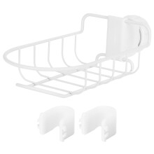 Soporte para esponjas para fregadero de cocina, soporte para esponjas de acero inoxidable con ganchos en forma de M, diseño de drenaje hueco,