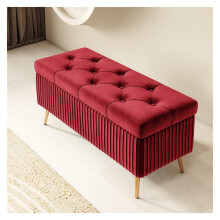 Bedroom Storage Bench with Upholstered Seat, End of Bed Footstool, Entryway Bench, Red 120x40x45cm