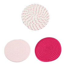 Tapis de tasse en fil de coton tissé, dessous de verre rond,-11