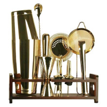 12 Piece Gold Cocktail Shaker Set with Stand, Stainless Steel Bartender Kit for Home Bar Mixing