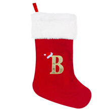 Chaussettes de noël en velours, bas de lettres brodées,-B