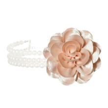 Stylish Floral Simulated Pearls Necklace Adjustable Length-Pink