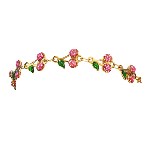 Flexible Size Cherry Drip Oil Bangle Stainless Steel-Pink