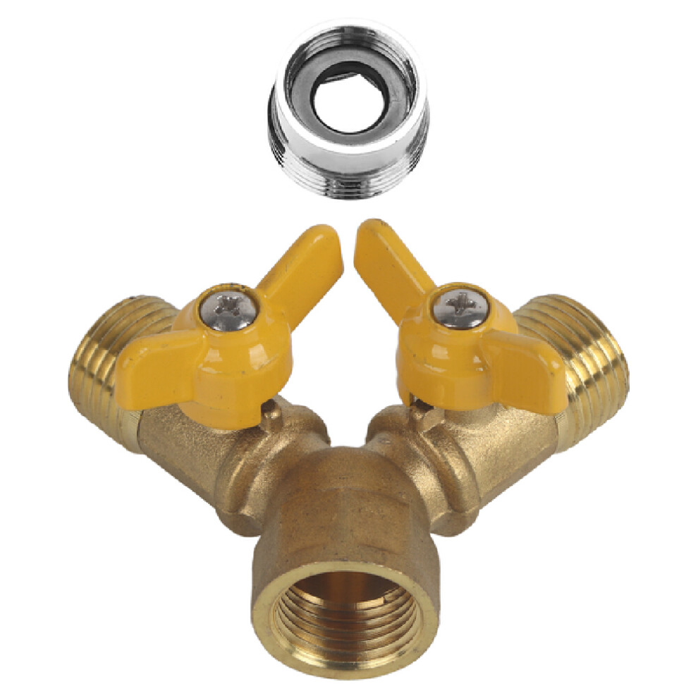 Brass Splitter For Water Systems, Dual Shut-Off Controls With Corrosion Resistant Brass Construction, Independent On Off Adjustable Valve For Precisio 9454554925141