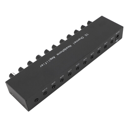 Amplificatore per cuffie a 10 canali nero 23x5.4x3 cm