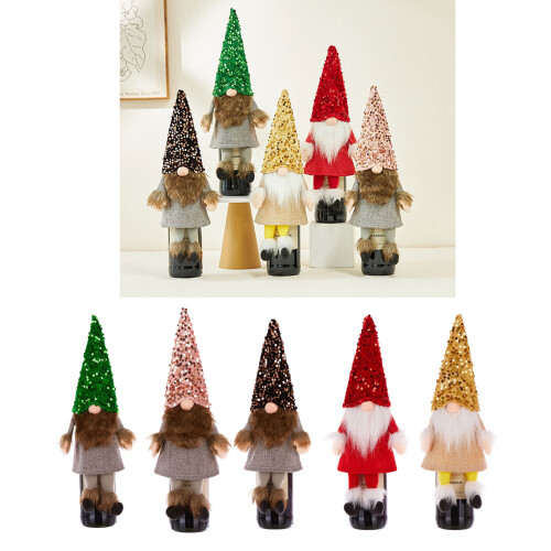 Décoration de bouteille de Gnome de vin de père noël,-3 2