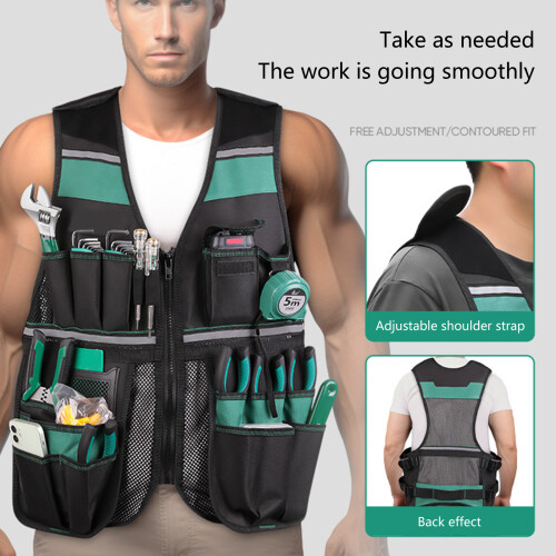 High Visibility Workwear Tool Vest For Carpenters And 1