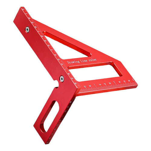 Double Scale 45 90 Degree Triangular Square Ruler-Red English