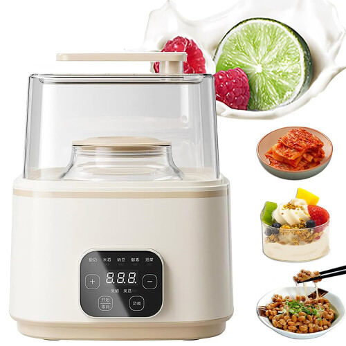 Yogurt Maker Multifunctional Fermentation Machine With Dual 1L2L Inner Tank, Temperature Control, Timer, LED Touch Screen