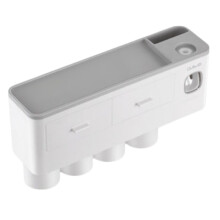 Tandenborstelhouder voor wandmontage, automatische tandpastadispenser, organizer set, magnetische tandenborstelhouder met opbergvak en lades voor