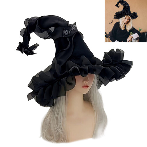 Wiederverwendbarer Hexenhut aus Polyester,-Schwarz 2
