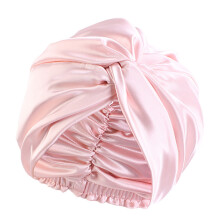 Seidenartige Schlafmütze mit Haarhaube, gedrehtes Design,-Rosa