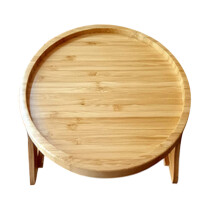 Armlænsbakke til sofa med arbejdsplads efter behov-funktion, praktisk, bærbart og praktisk sidebord til sofa, clip-on-design i naturtræ til snacks