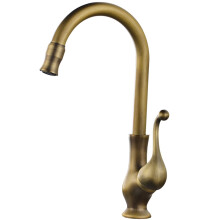 Brass Kitchen Faucet Vintage Single Lever 360 Swivel Sink Tap for Garden or Antique Style (Antique A/B)