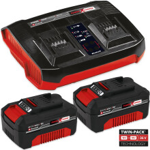 Einhell 2x 4.0Ah Battery And Twin Charger Kit For Power X-Change 18V Twinpack