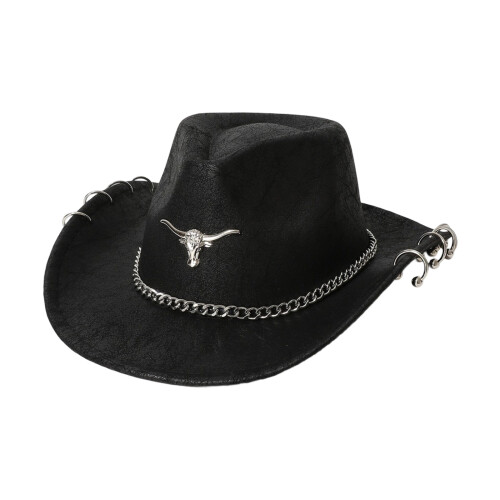 Aktueller Trilby-Hut, PU-Leder-Optik, stilvolle-Schwarz
