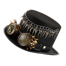 Chapeau haut-de-forme gothique victorien avec chaînes