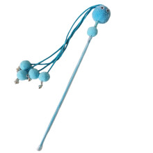 Cute Tassels Teaser Wand Toy with Pompoms&Small Bells Cat-Blue