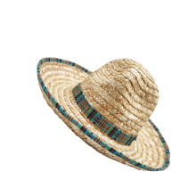 Chapeau de soleil Sombrero-M Chapeau de paille bord bleu