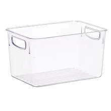 Coșuri organizatoare transparente eficiente pentru cămară, recipiente portabile din plastic cu mâner pentru depozitare îmbunătățită în